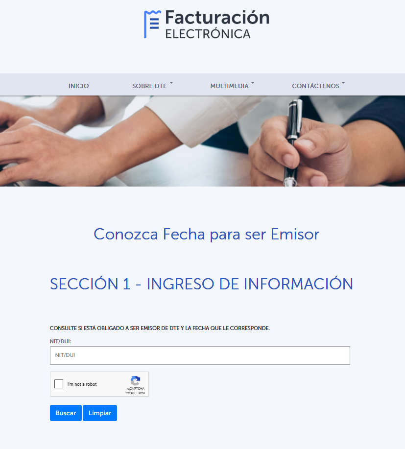 Herramienta de consulta de fecha de emisión DTE del Ministerio de Hacienda